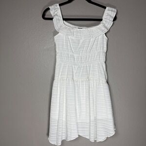 Wild Fable White Ruffle Off Shoulder Tiered Dress Mini Women's M